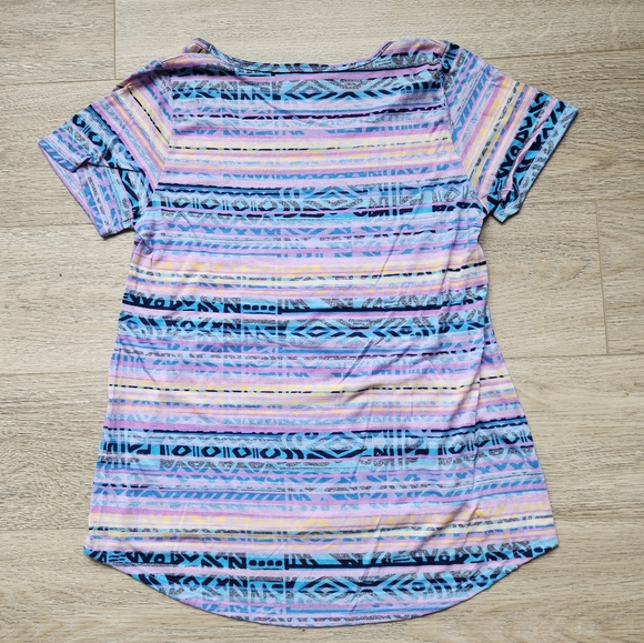 Lularoe Blue Pink Striped Classic T Shirt Womens Small Short Sleeves Scoop Neck - Picture 6 of 8